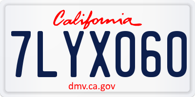 CA license plate 7LYX060