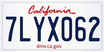 CA license plate 7LYX062