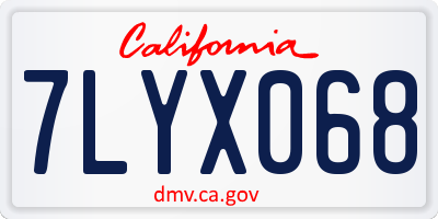 CA license plate 7LYX068