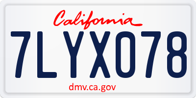CA license plate 7LYX078