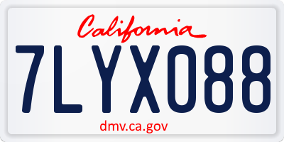 CA license plate 7LYX088
