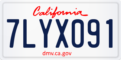 CA license plate 7LYX091