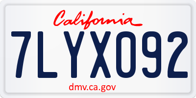 CA license plate 7LYX092