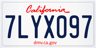 CA license plate 7LYX097