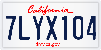 CA license plate 7LYX104