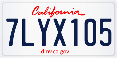 CA license plate 7LYX105