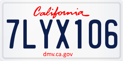 CA license plate 7LYX106