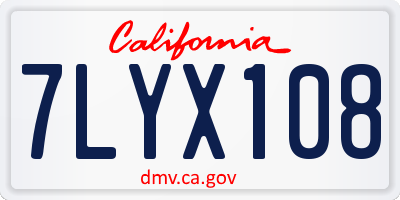 CA license plate 7LYX108