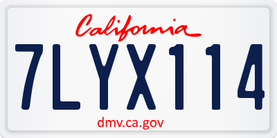 CA license plate 7LYX114