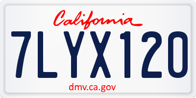 CA license plate 7LYX120