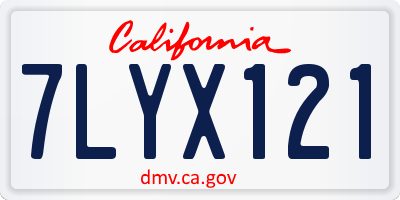 CA license plate 7LYX121