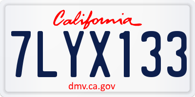 CA license plate 7LYX133