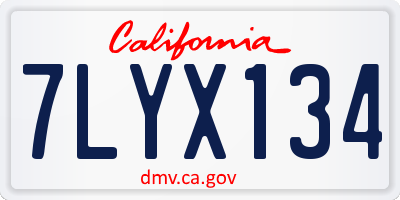 CA license plate 7LYX134