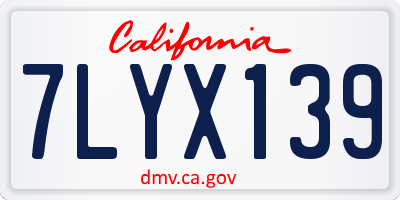 CA license plate 7LYX139