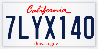 CA license plate 7LYX140