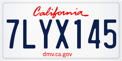 CA license plate 7LYX145