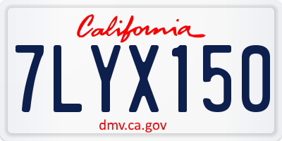 CA license plate 7LYX150