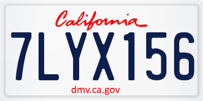 CA license plate 7LYX156