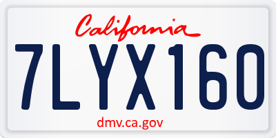 CA license plate 7LYX160