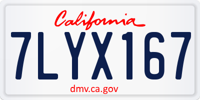 CA license plate 7LYX167
