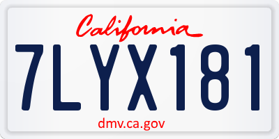 CA license plate 7LYX181