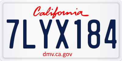 CA license plate 7LYX184