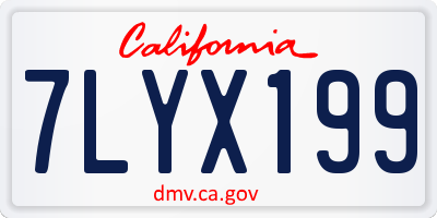 CA license plate 7LYX199
