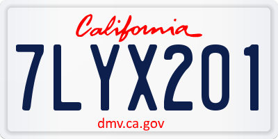 CA license plate 7LYX201