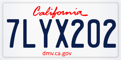 CA license plate 7LYX202