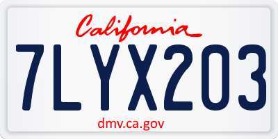 CA license plate 7LYX203
