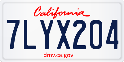 CA license plate 7LYX204