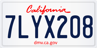 CA license plate 7LYX208