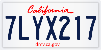 CA license plate 7LYX217