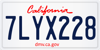CA license plate 7LYX228