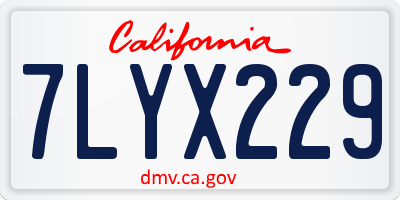 CA license plate 7LYX229