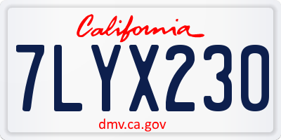 CA license plate 7LYX230