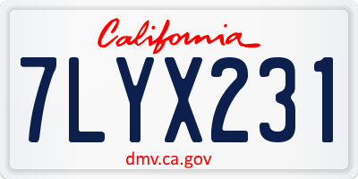 CA license plate 7LYX231