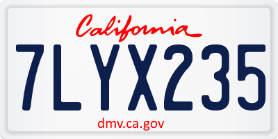 CA license plate 7LYX235