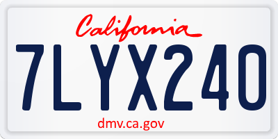 CA license plate 7LYX240