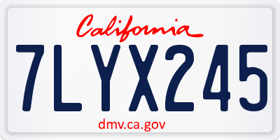 CA license plate 7LYX245