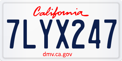 CA license plate 7LYX247