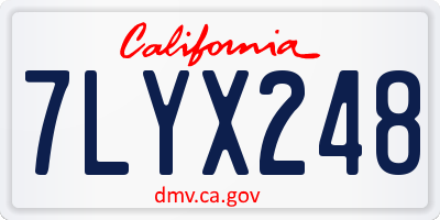 CA license plate 7LYX248