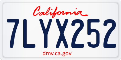 CA license plate 7LYX252