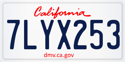 CA license plate 7LYX253
