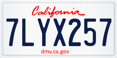 CA license plate 7LYX257