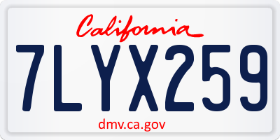 CA license plate 7LYX259