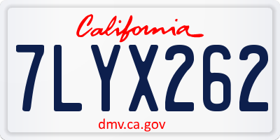CA license plate 7LYX262
