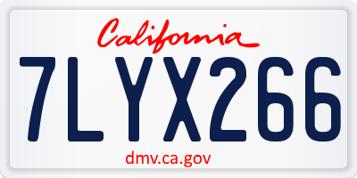 CA license plate 7LYX266
