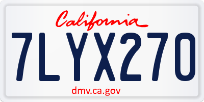 CA license plate 7LYX270