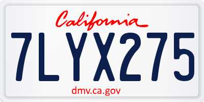 CA license plate 7LYX275